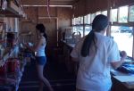 Brittany and Lori Setting Up