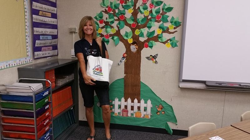 dana with supplies at villa